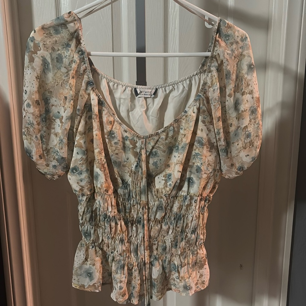 Paper Crane Smocked Floral Blouse
